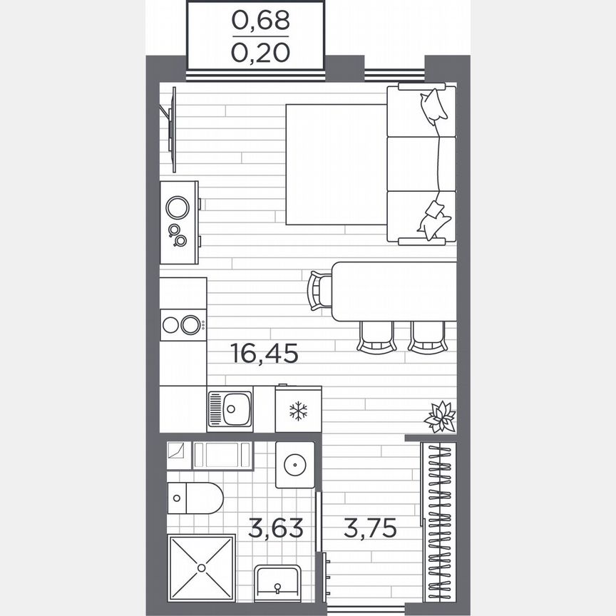 Квартира-студия, 24 м², 5/5 эт.