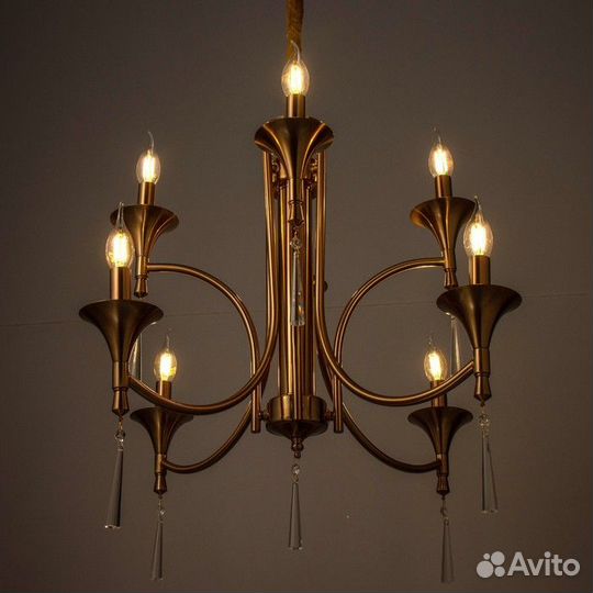 Люстра 'Тронг' 8х40Вт Е14 латунь 72х72х63 см