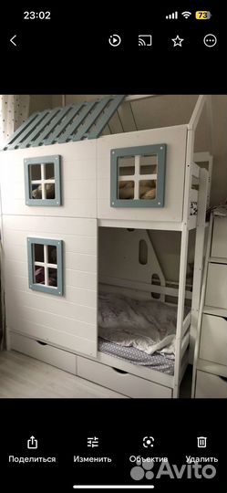 Детская кровать двухъярусная домик