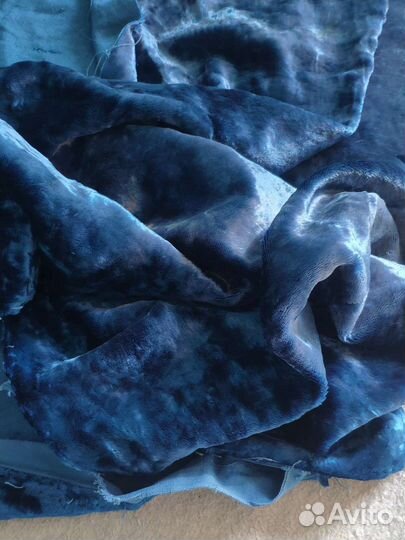 Плюш винтажный синий