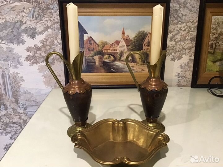 2 шт Подсвечник Винтаж Бронза конфетница