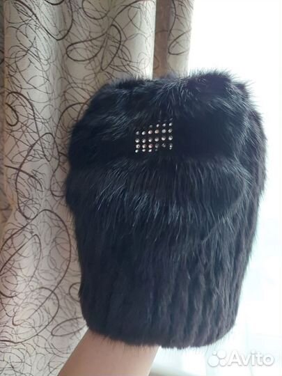 Шапка вязанная женская меховая