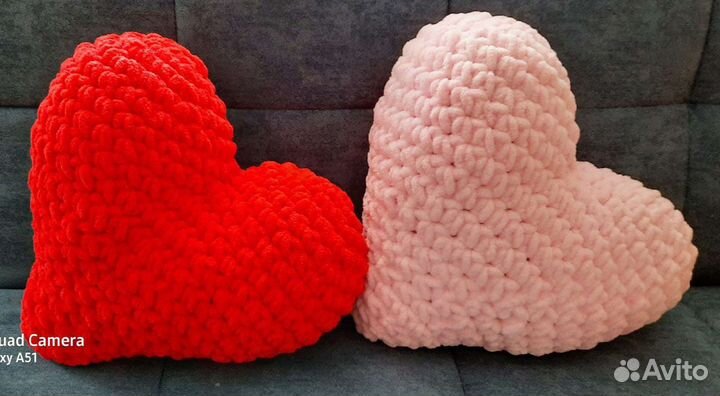 Подушка сердце вязаная ко дню святого валентина