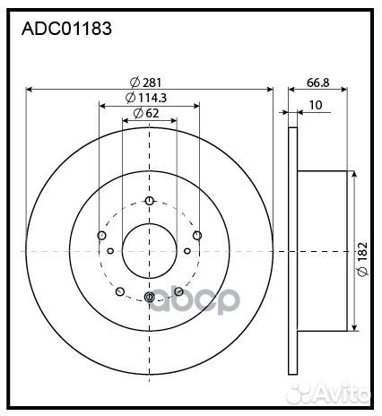 Диск тормозной зад ADC01183 allied nippon