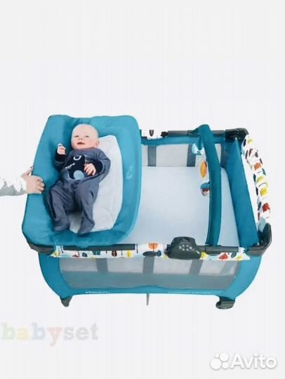 Манеж кровать graco circus бирюзовый бу
