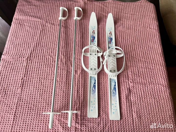 Лыжи детские пластиковые палки Олимпик спорт