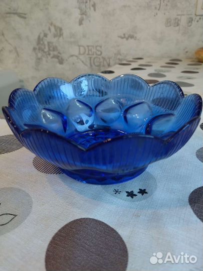 Ваза конфетница цветное стекло СССР