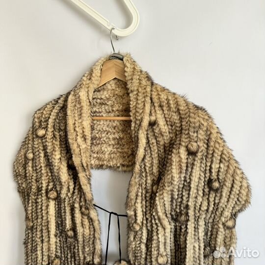 Норковая вязаная шаль накидка палантин Италия
