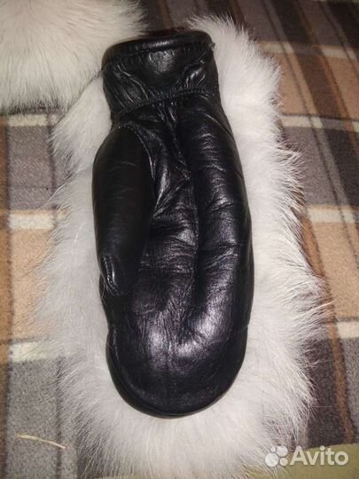 Варежки из натуральной кожи,меха