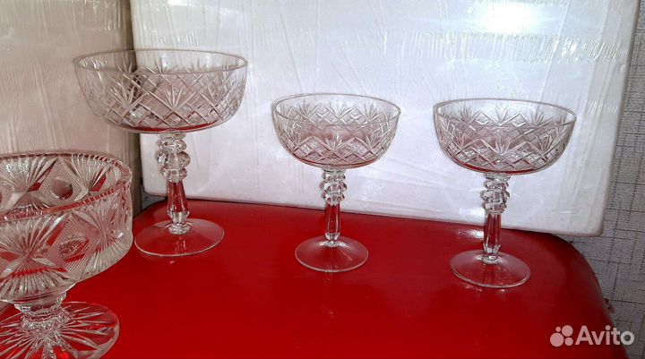 Хрустальные конфетницы / креманки на ножке СССР