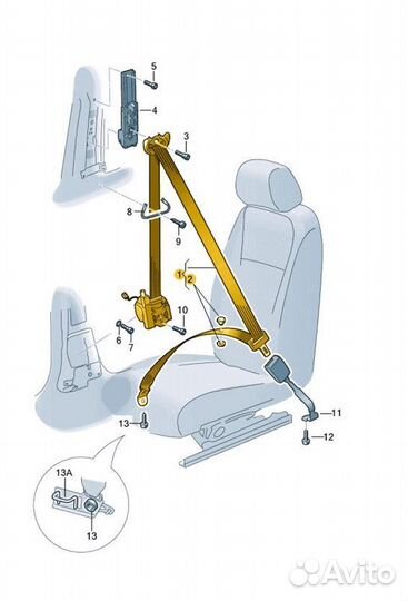 Ремень безопасности левый Skoda Kodiaq NS7 czda