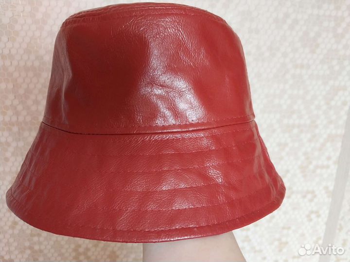 Панама, шляпка кожаная женская новая