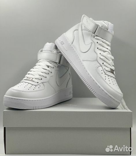 Nike air force 1 high (с мехом) белые зимние