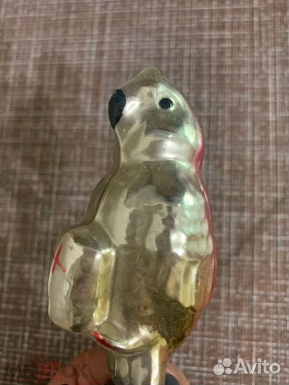 Ёлочная игрушка СССР. попугай С ватой