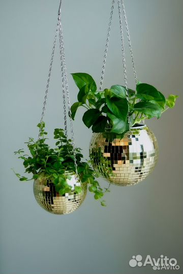 Кашпо из диско шара / кашпо из зеркальной мозаики