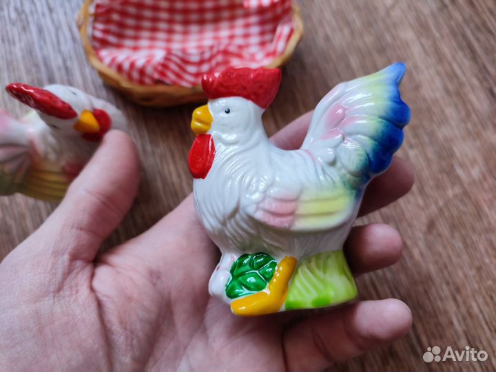 Набор для специй. Фарфор. Петух и курица
