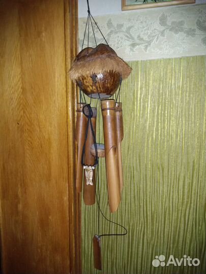 Музыка ветра африки обьёмное панно кокос и бамбук