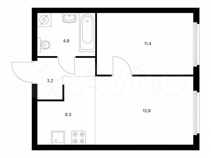 2-к. квартира, 38,6 м², 20/32 эт.