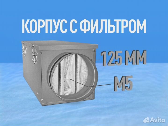 Канальный фильтр с кассетой M5 на 125 мм