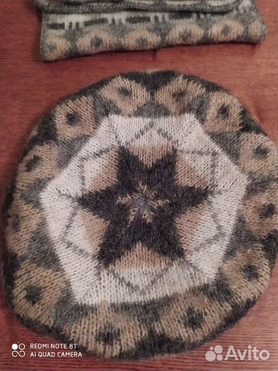 Берет, шарф, варежки новые