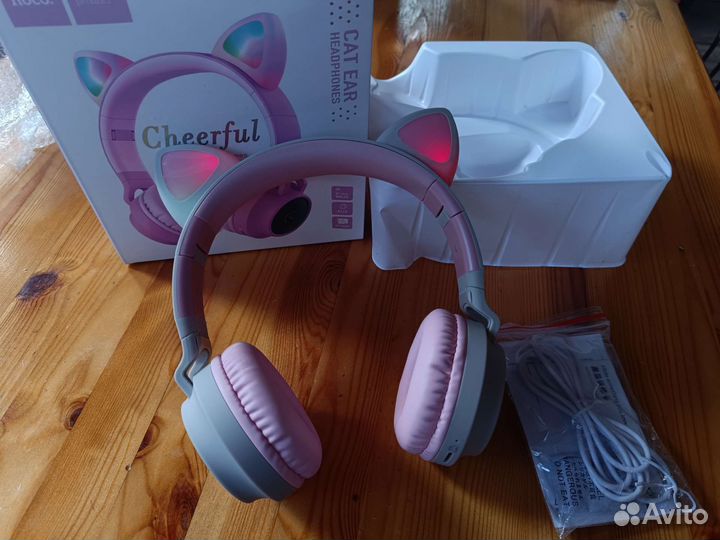 Беспроводные наушники с кошачьими ушками hoco