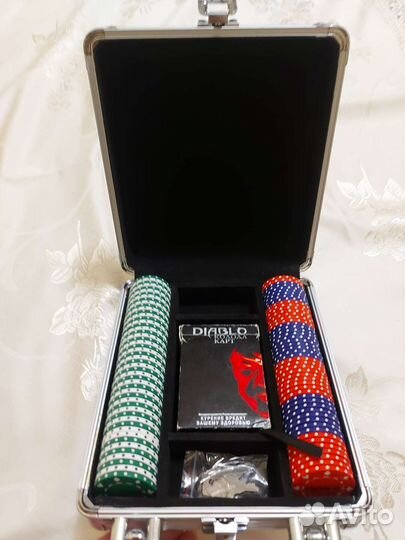 Набор для игры в Покер в мет.кейсе diablo