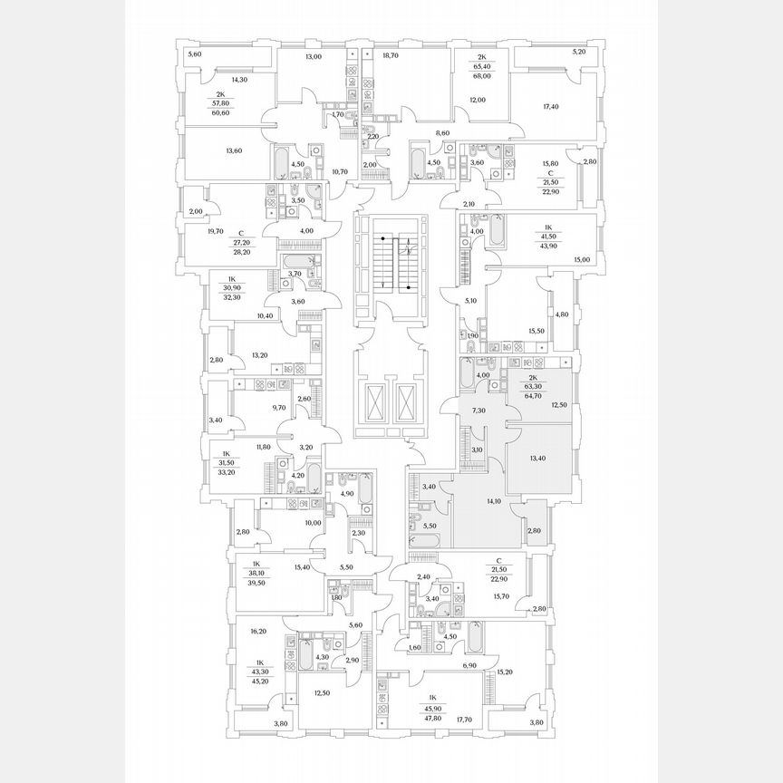 2-к. квартира, 64,7 м², 9/13 эт.