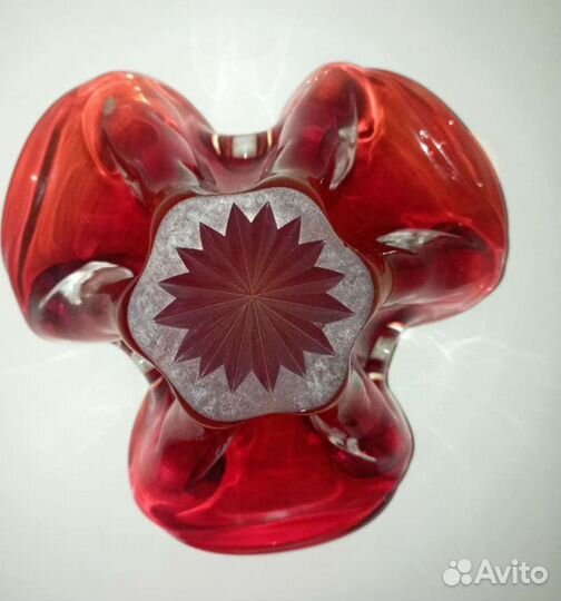 Ваза, пепельница, цветное гутное стекло