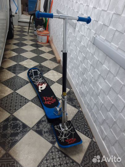 Самокат для зимнего катания, с лыжами