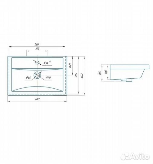 Раковина накладная новая Kirovit Фостер 60