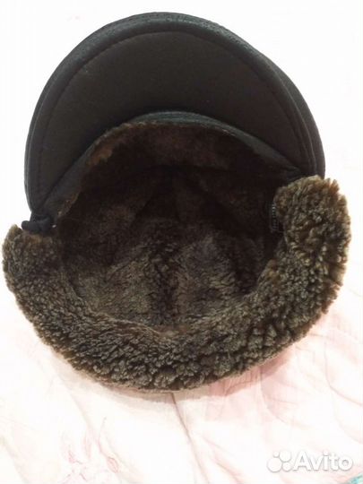 Кепка кожаная меховая мужская 56 размер