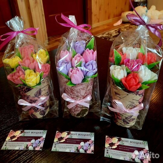 Букет тюльпанов из мыла ручной работы