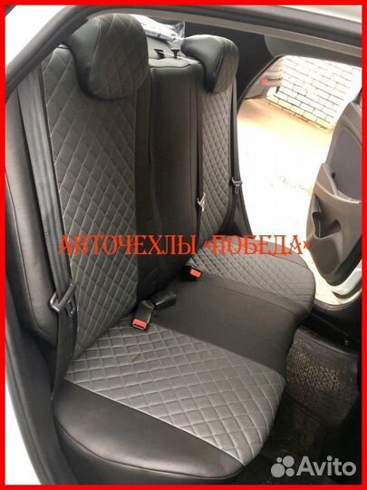 Чехлы Hyundai Solaris 1 Sd из экокожи чёрно-серые