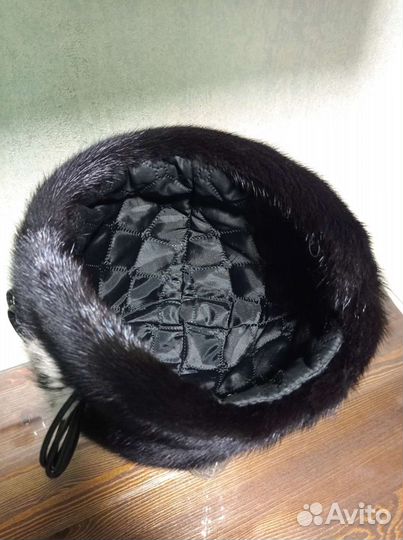 Шапка норковая женская 56 объём головы черная