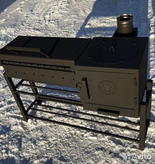 Мангал с печью для казана