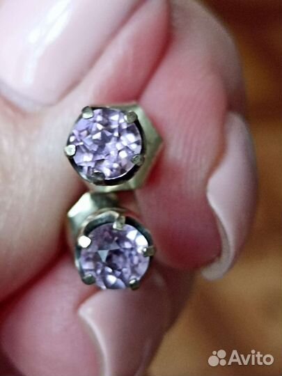 Серьги пуссеты СССР с александритами