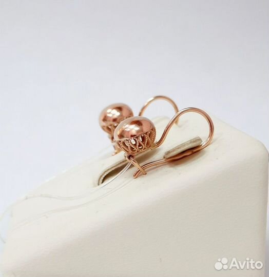 Золотые серьги шары 585 проба