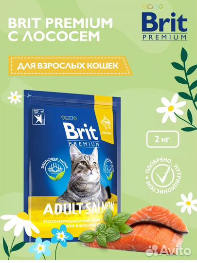 Корм для кошек Brit 2 кг premium с лососем