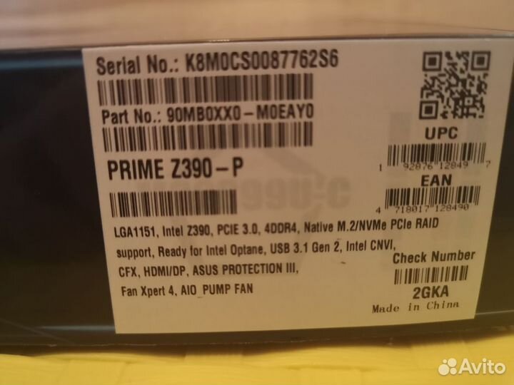 Материнская плата assus prime Z390-P