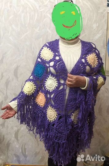 Шаль косынка вязаная разноцветная