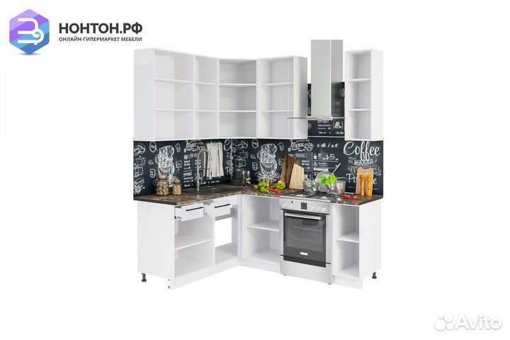 Кухня угловая Нувель 1.6 на 1.4 м бетон коричневый