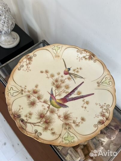 Блюдо на ножке антикварное Crown Ducal 22 см