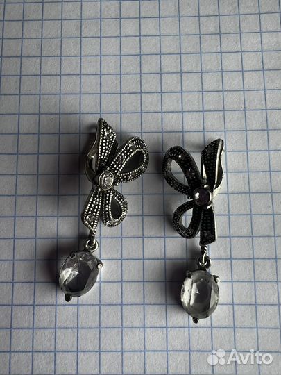 Серебряные серьги бантики