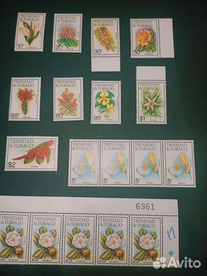 Марки Trinidad Tobago флора цветы 1985