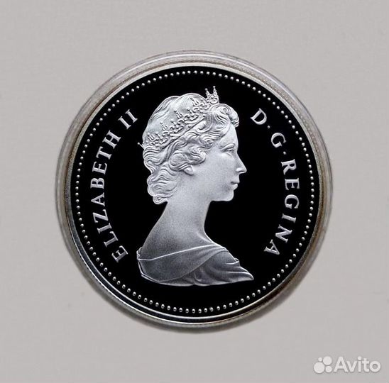 Канада 1 доллар 1984 серебро Proof капсула