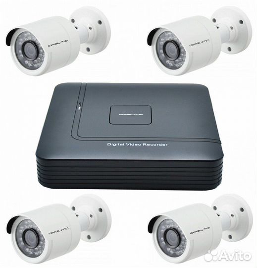 Комплект 4 камеры с регистратором FullHD 1080P