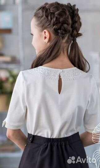 Блузка для девочки школьная белая