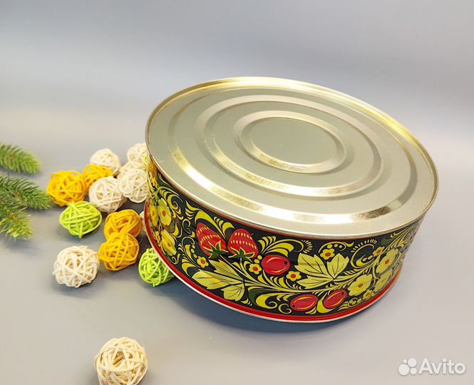 Конфетница жестяная хохлома 21,5 см