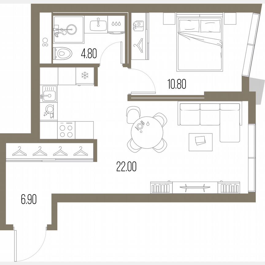 1-к. квартира, 44,5 м², 32/58 эт.