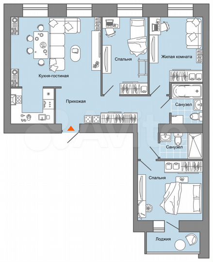 3-к. квартира, 81 м², 2/8 эт.